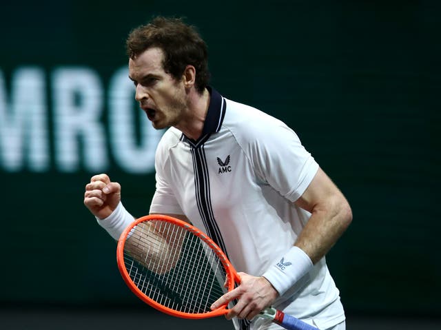 <p>ROTTERDAM, PAÍSES BAJOS - 01 DE MARZO: Andy Murray de Gran Bretaña celebra ganar su partido contra Robin Haase de Holanda durante el día 1 del 48o Torneo Mundial de Tenis ABN AMRO en Ahoy el 01 de marzo de 2021 en Rotterdam, Países Bajos. </p>