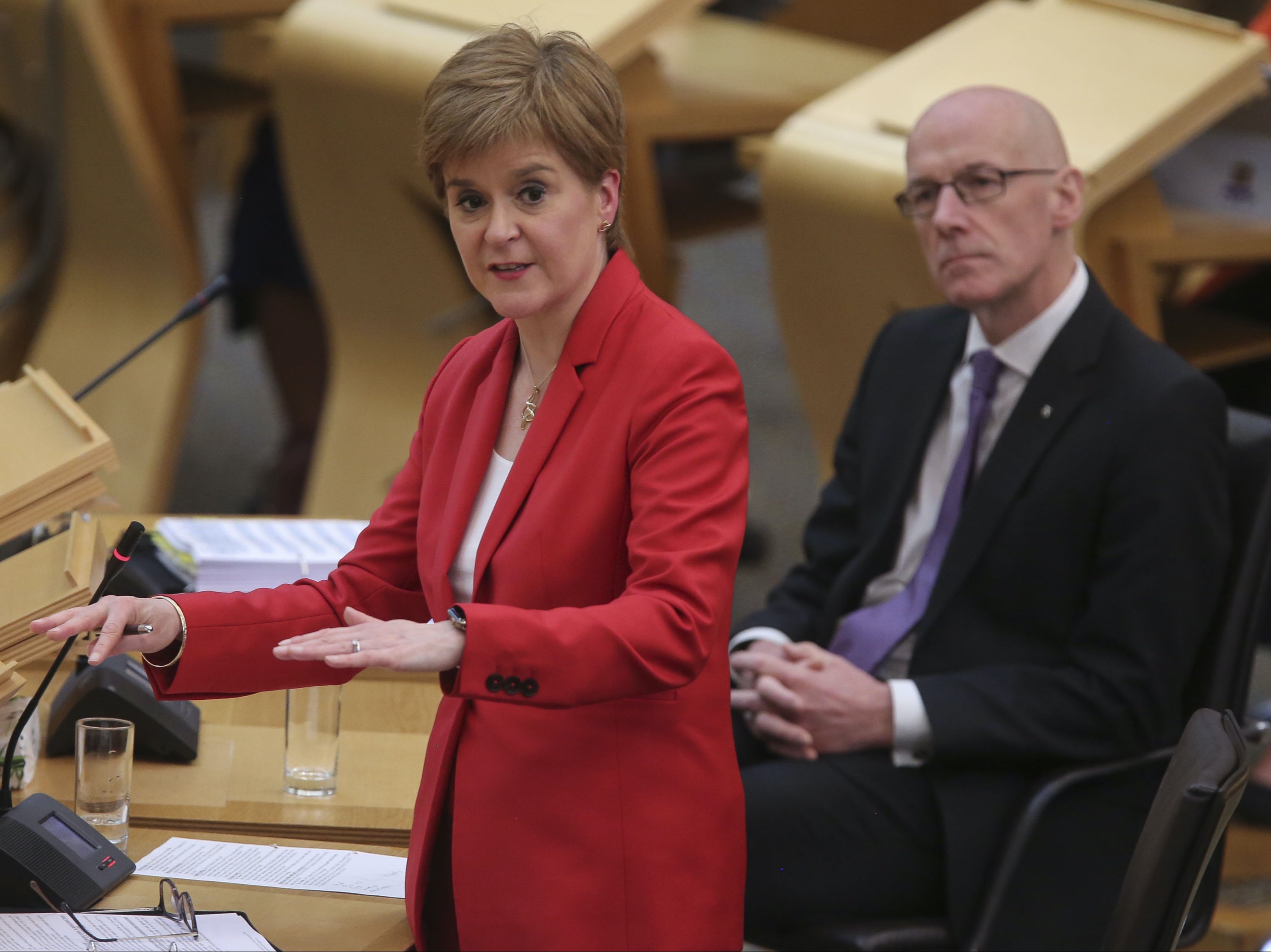 Nicola Sturgeon with deputy John Swinney