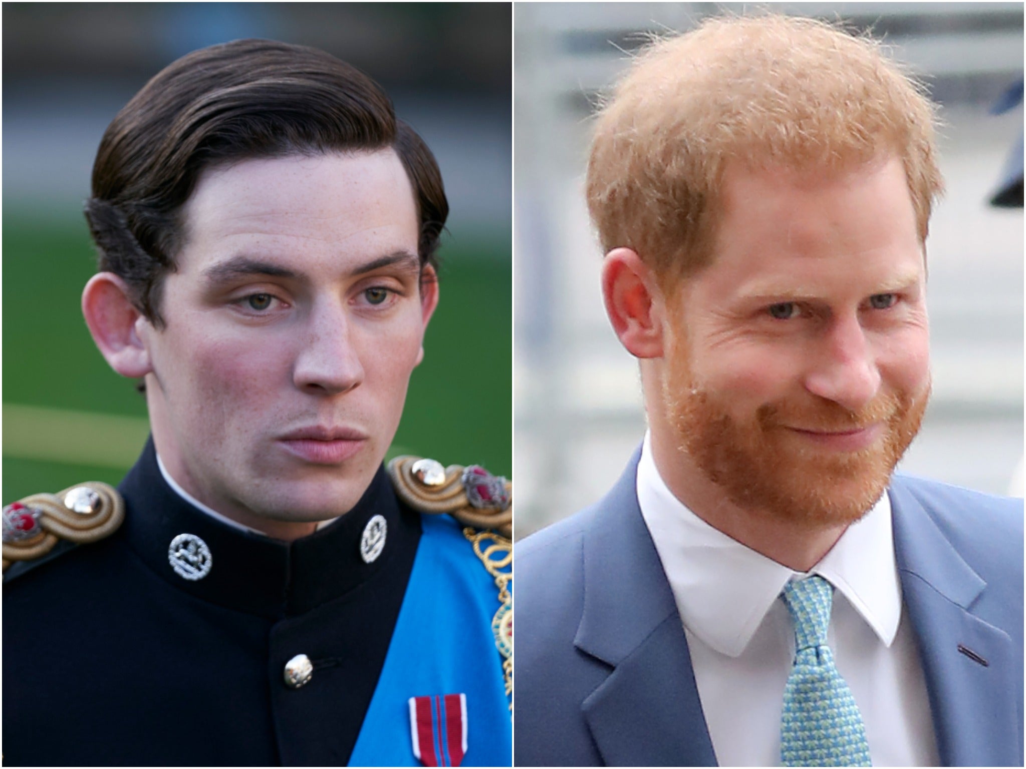 Josh O’Connor in The Crown and Prince Harry