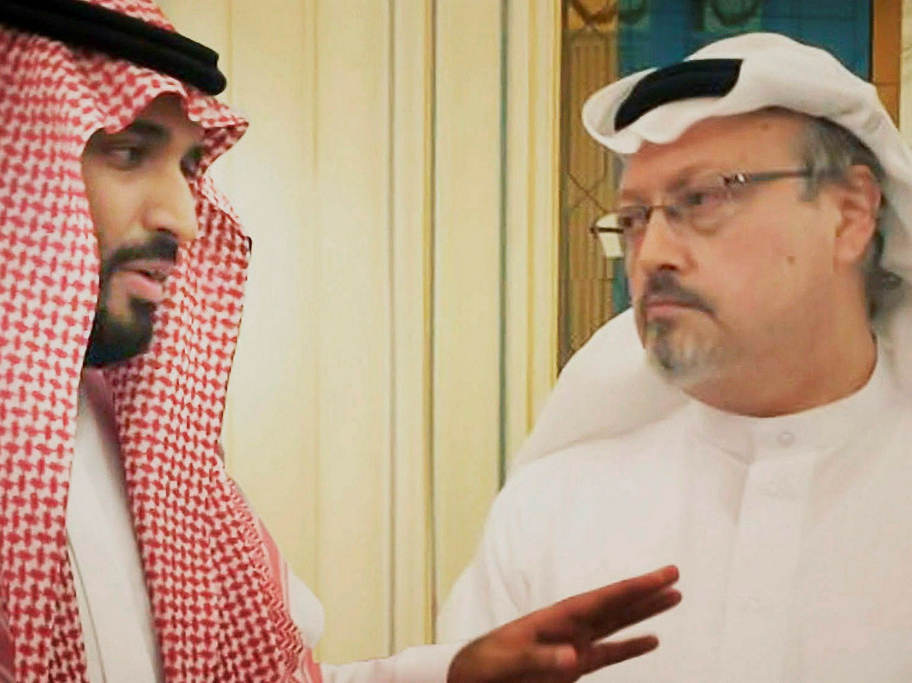 Khashoggi and MBS in a still from the film