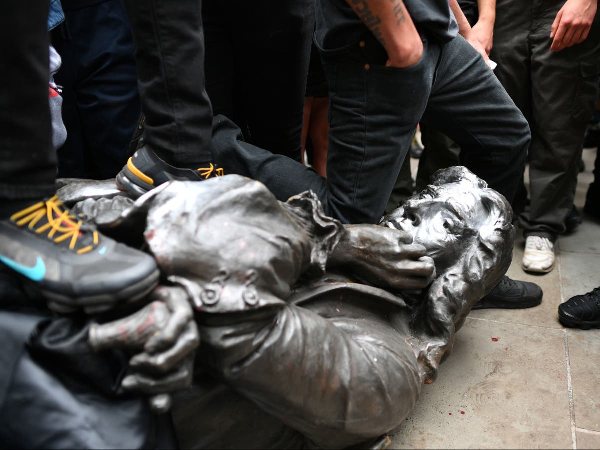 Toppled statue of slave trader Edward Colston goes on public display Toppled statue of slave trader Edward Colston goes on public display