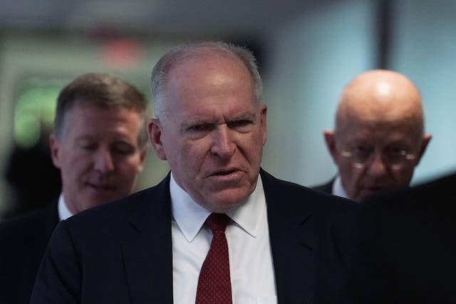 Former CIA director John Brennan arrive at a closed hearing before the Senate (Select) Intelligence Committee May 16, 2018 on Capitol Hill.