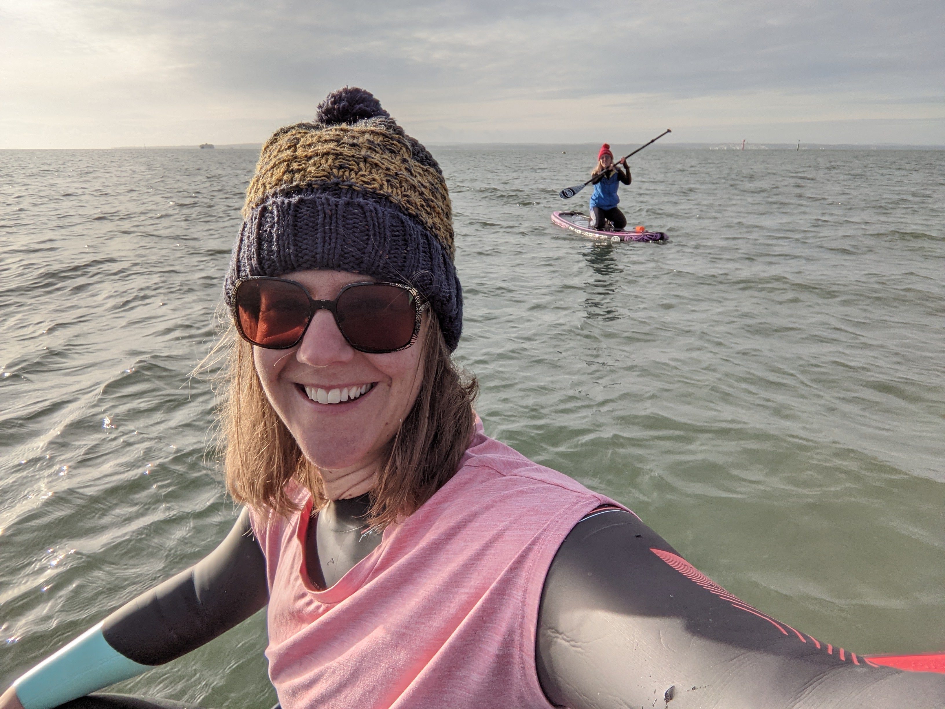 Even just standing on a SUP on water engages the core muscles