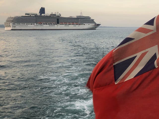 Departing soon? P&O Arcadia at anchor off Poole in Dorset