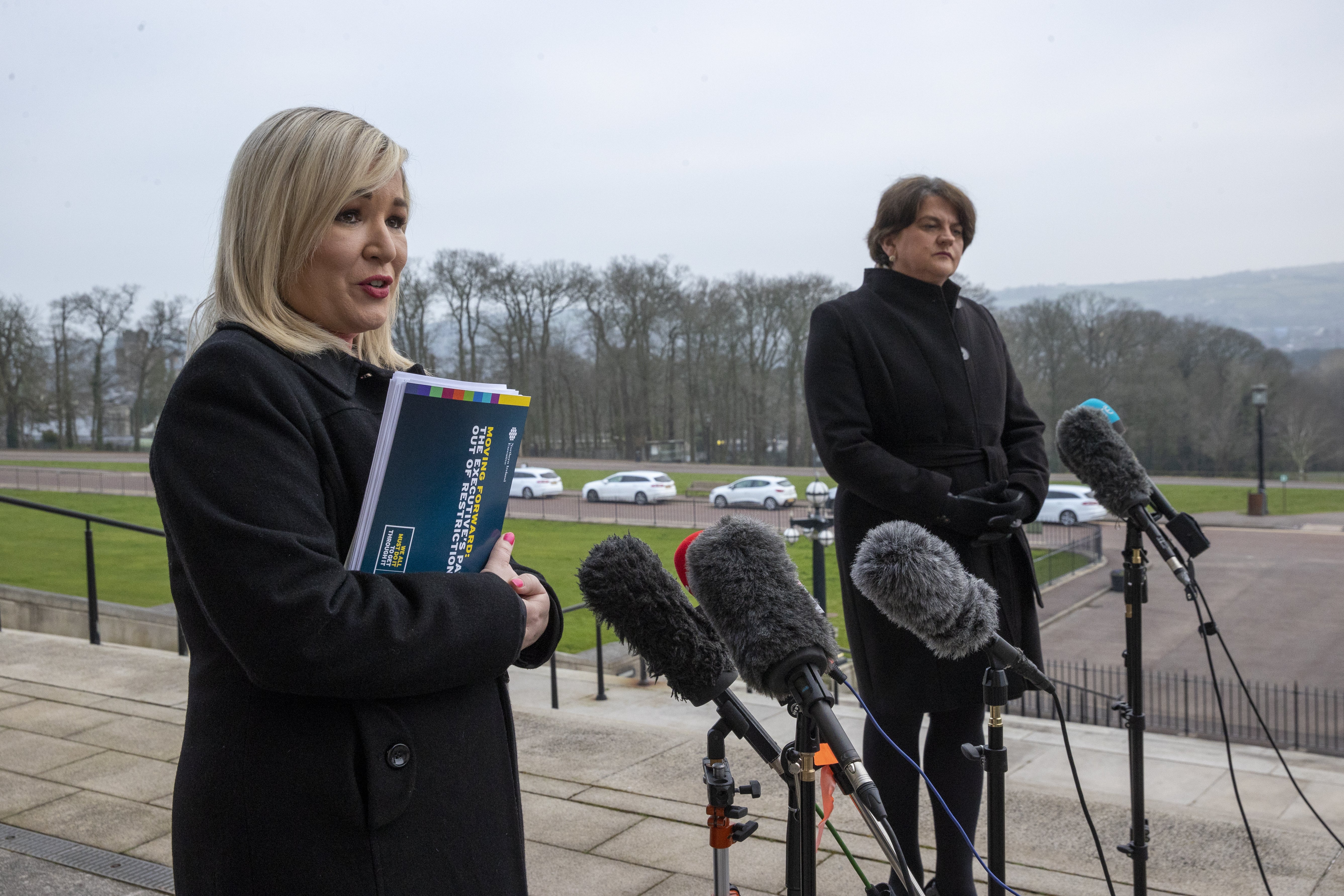 Michelle O’Neill and Arlene Foster defended the plan, saying they want to take a ‘cautious’ approach to lifting restrictions