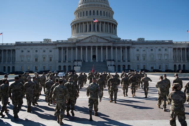 Los miembros de la Guardia Nacional han estado apostados en el Capitolio de los Estados Unidos durante semanas.