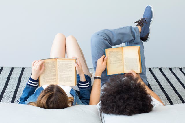 Young people reading books