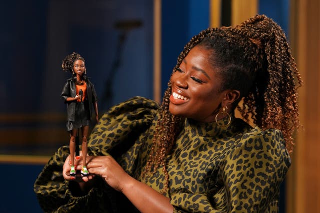 <p>Clara Amfo with her new Barbie doll.</p>