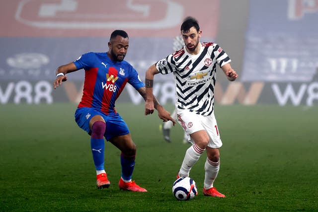 Bruno Fernandes in action against Crysral Palace