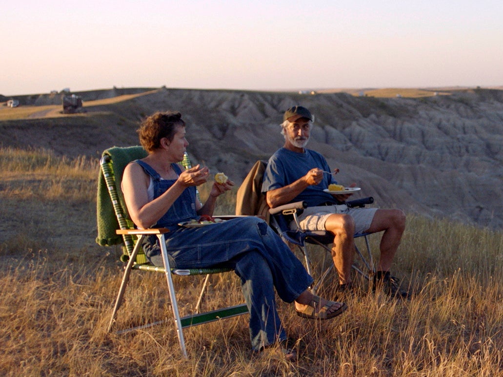 Frances McDormand and David Strathairn in a scene from the film ‘Nomadland’