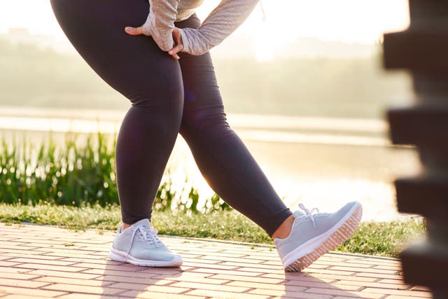 Woman stretching her legs