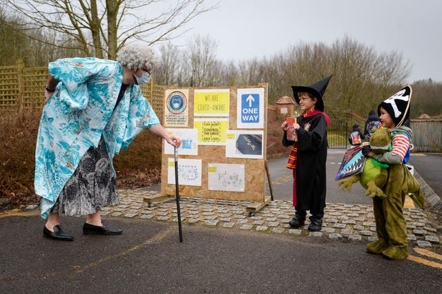 <p>Children of key workers, Henry (4) and Arthur (7), dressed up for World Book Day at The Prince of Wales School in Dorchester but for most children, it will be spent at home this year</p>
