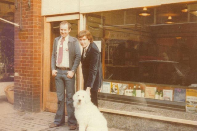 Peter?Dorey (left) and Ernest Hole outside the shop on its opening day in 1979