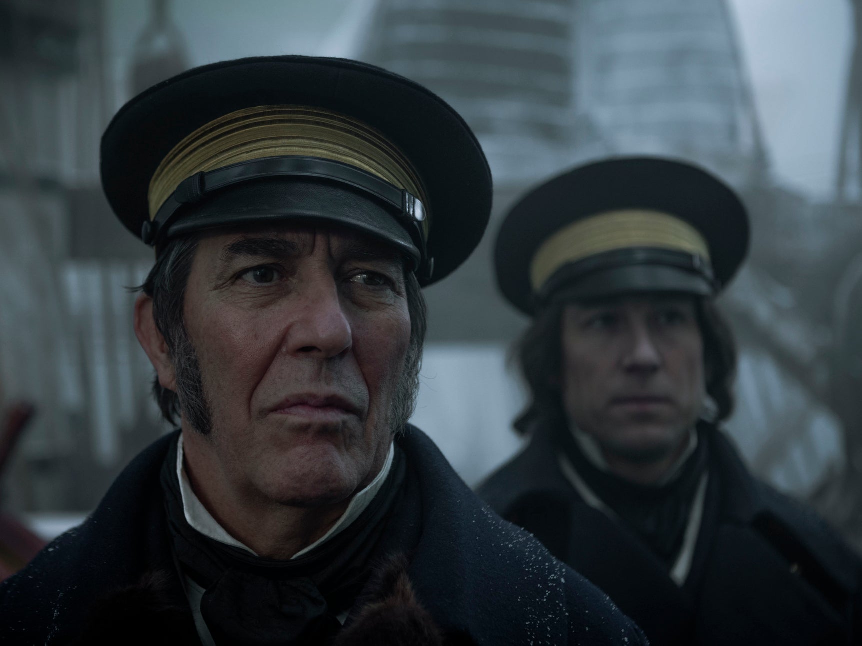 Sir John Franklin (Ciaran Hinds) and James Fitzjames (Tobias Menzies) in The Terror