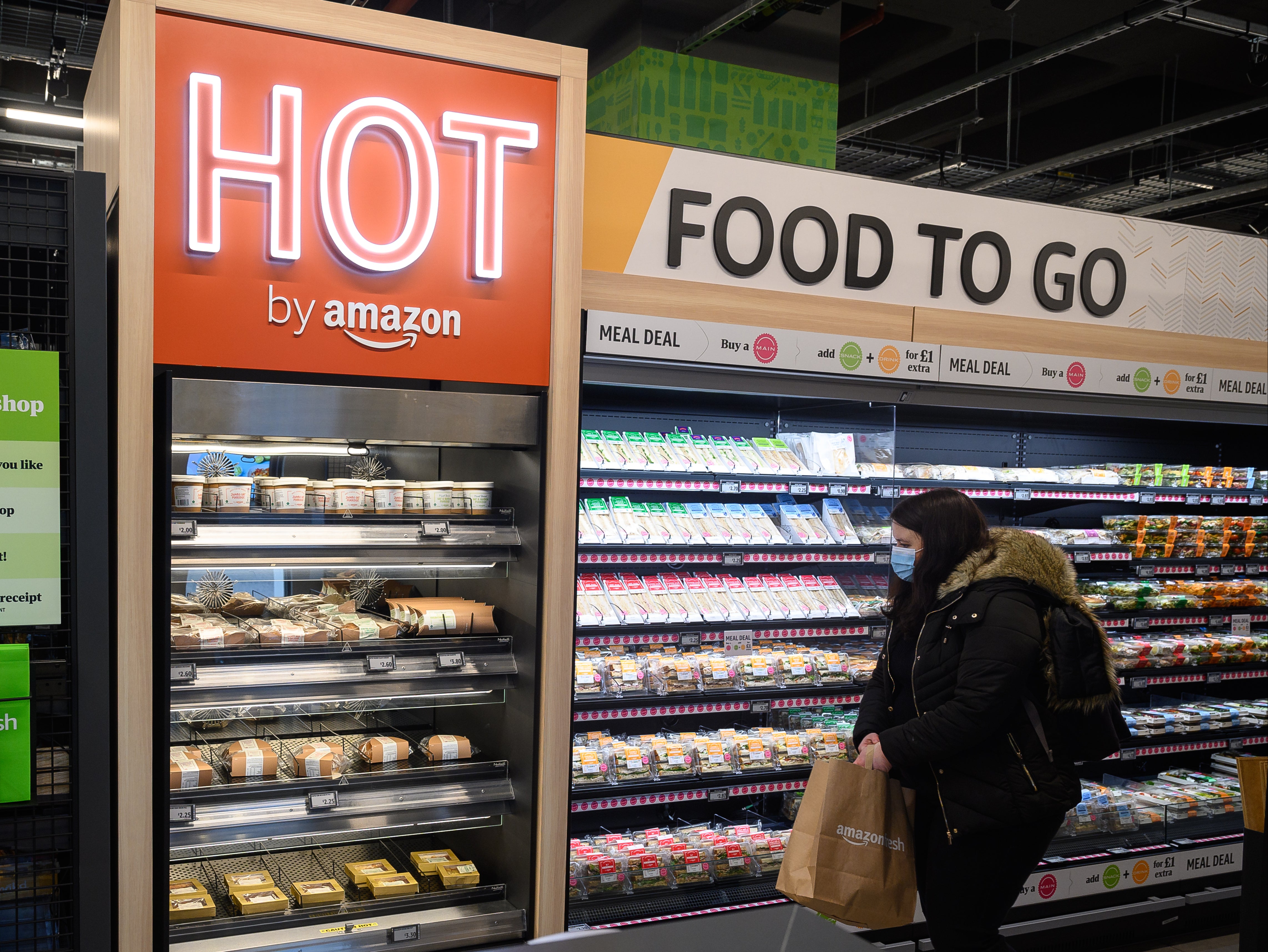Shoppers inside new Amazon Fresh store in Ealing