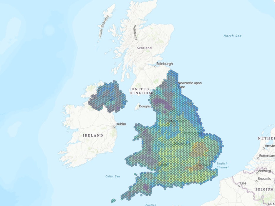 The interactive map allows users to examine various risks across the whole of England, Wales and Northern Ireland