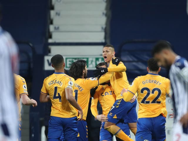 Richarlison celebrates scoring the winner for Everton