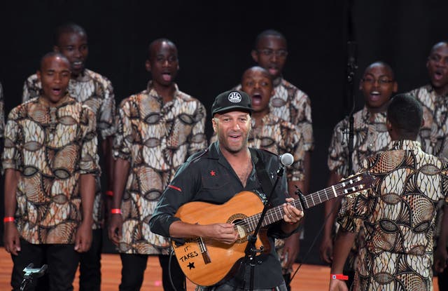 <p>Guitarist Tom Morello performs onstage during Global Citizen: The World On Stage at NYU Skirball Center on September 22, 2016 in New York City.</p>
