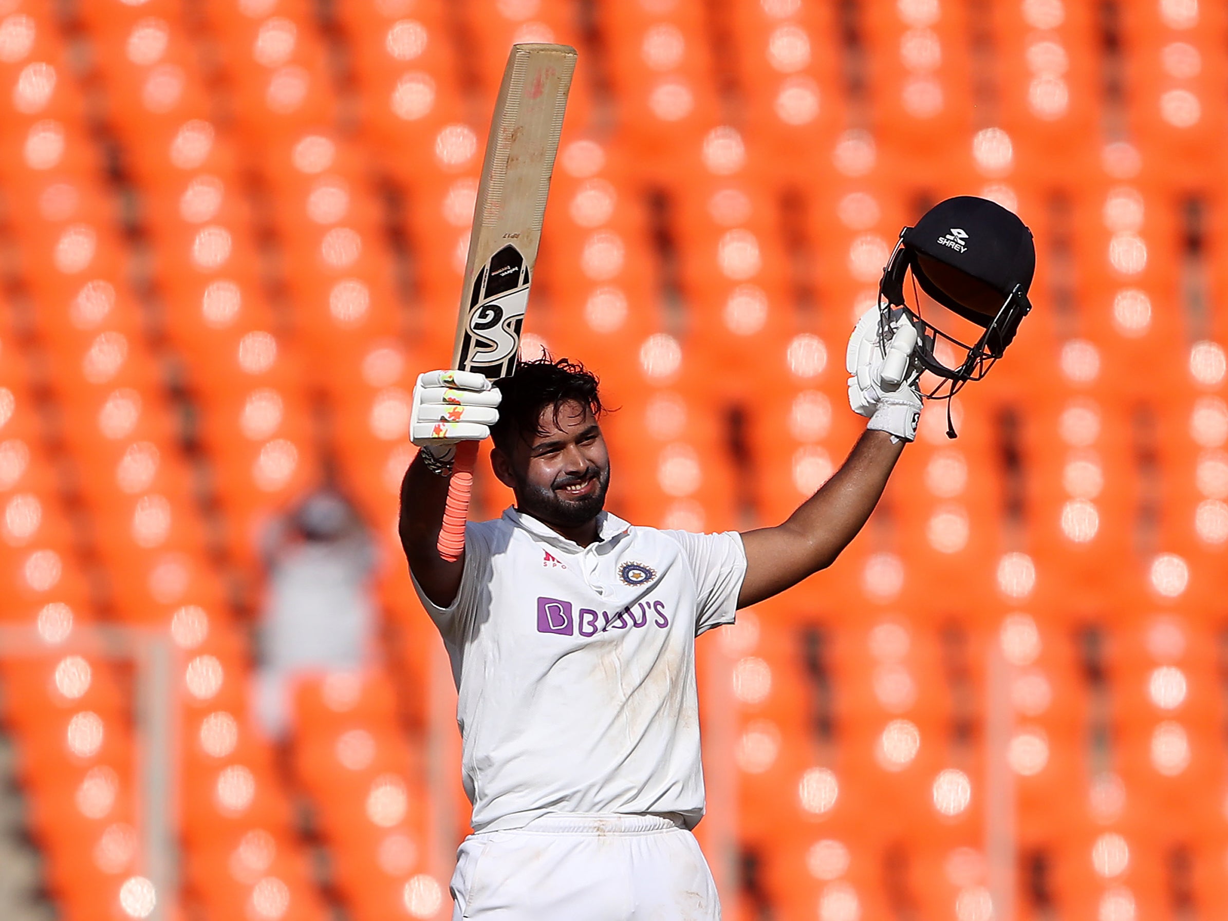 India batsman Rishabh Pant celebrates his century