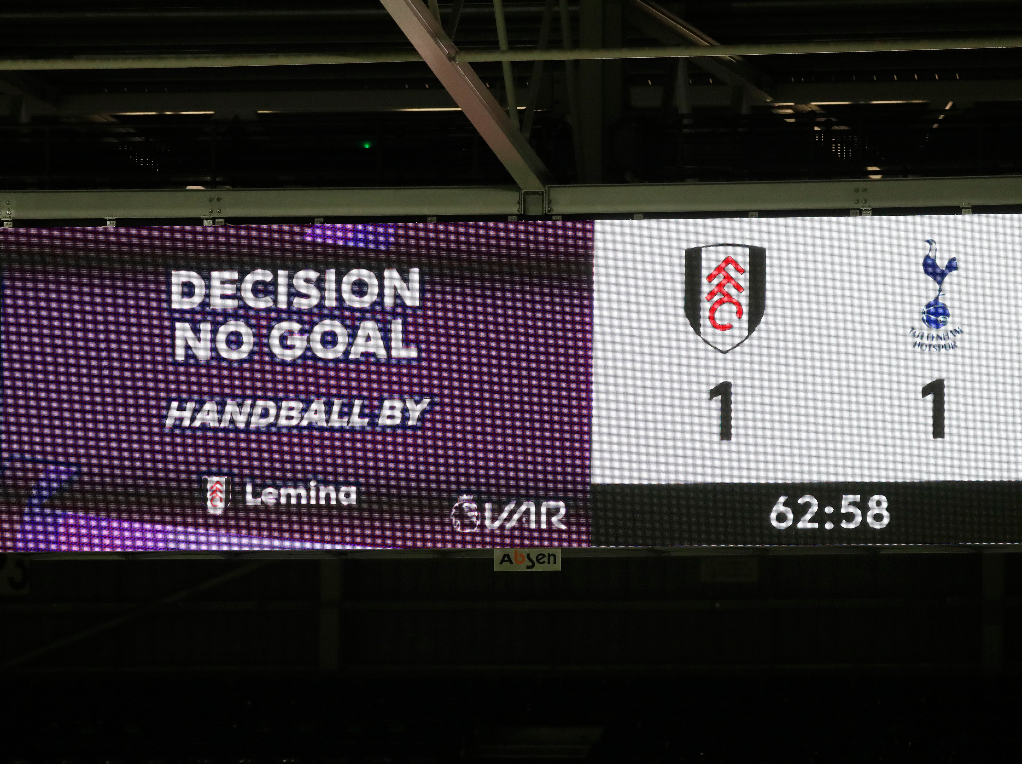Fulham’s goal against Tottenham is ruled out by VAR