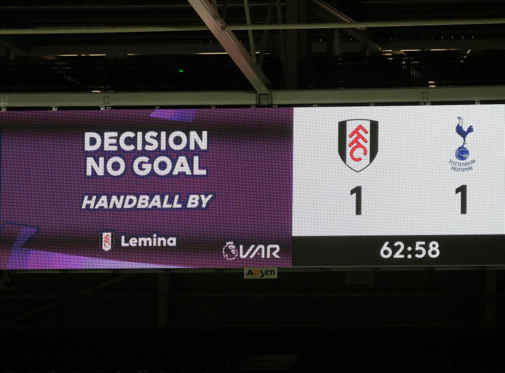 <p>Fulham’s goal against Tottenham is ruled out by VAR</p>