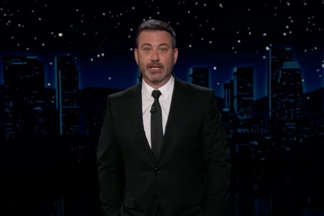 <p>Mr Kimmel was unimpressed by Donald Trump’s supposedly robust appearance at a Mar-a-Lago event on Friday</p>