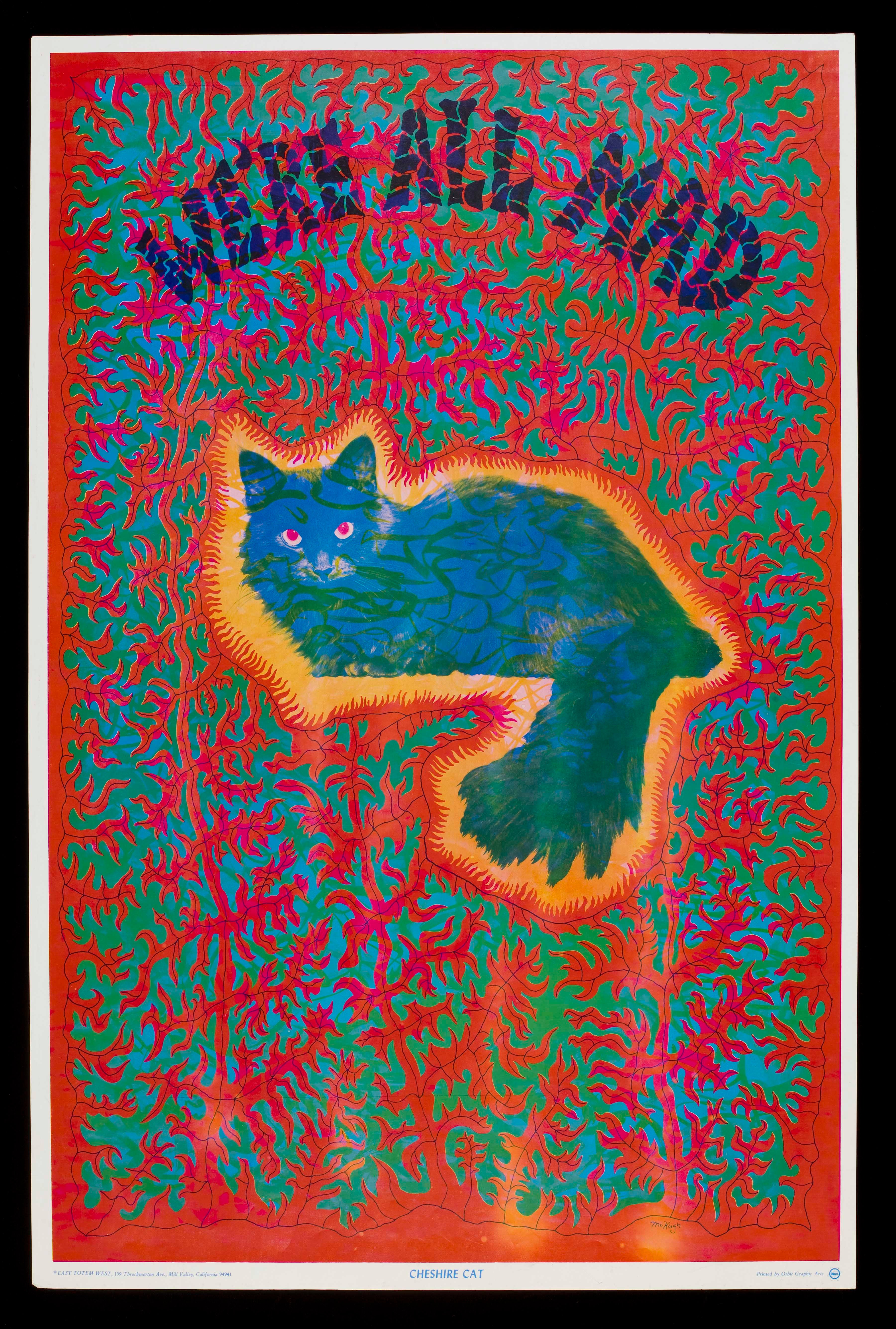‘Cheshire cat’, psychedelic poster by Joseph McHugh, published by East Totem West, USA, 1967