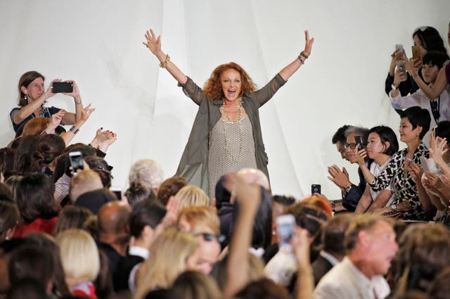 <p>Designer Diane Von Furstenberg walks the runway during New York Fashion Week</p>