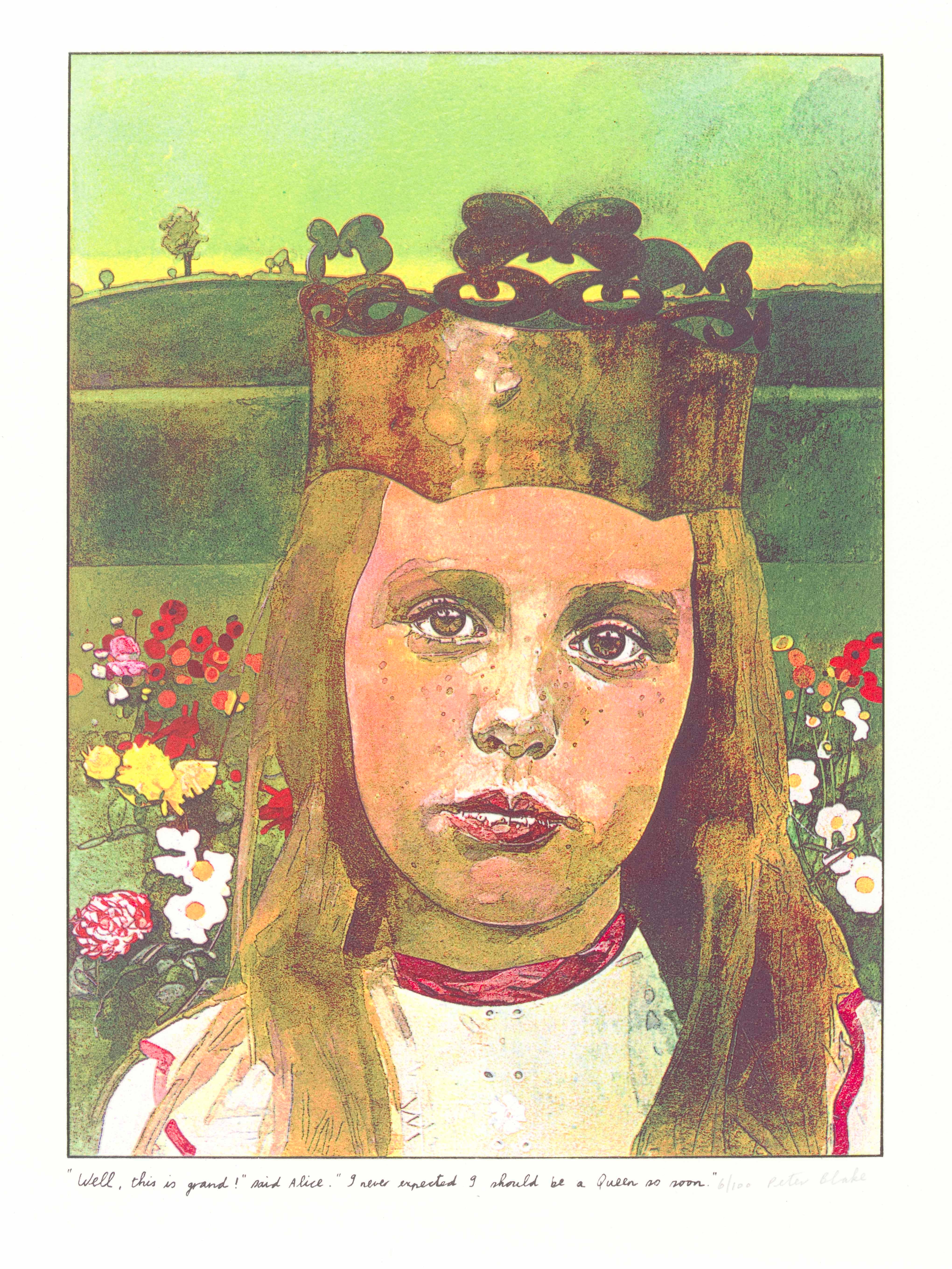 Print by Peter Blake from a suite illustrating ‘Through the Looking Glass and What Alice Found There’, 1970