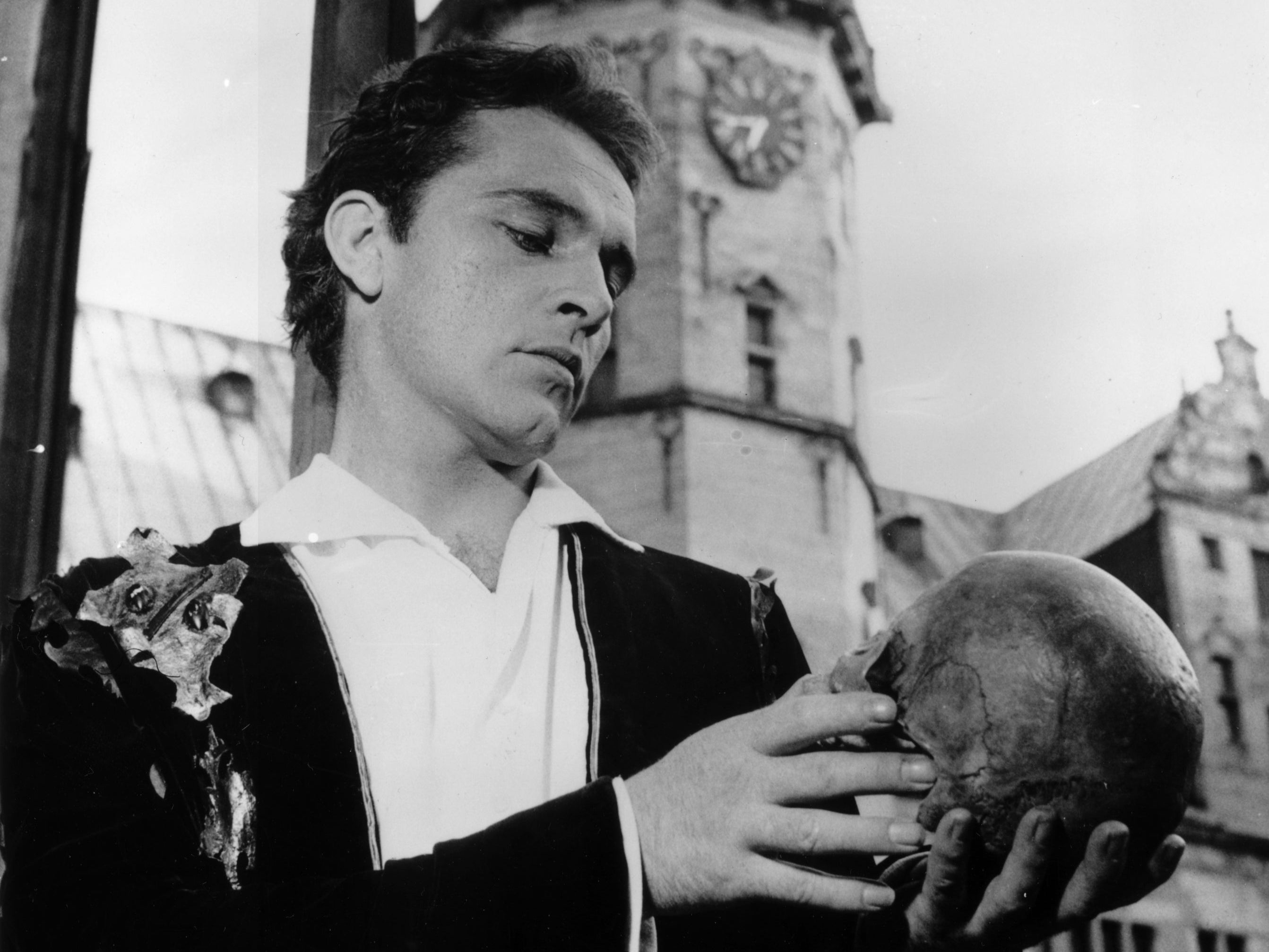 Richard Burton, seen here as Hamlet contemplating a skull, was one of McKellen’s forbears in the role