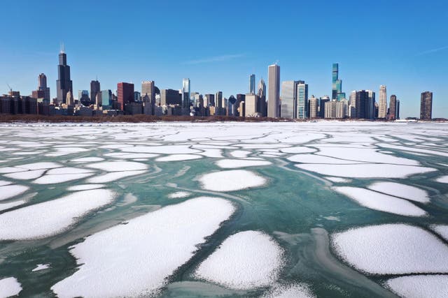 Police pleaded with people to stay off the unpredictable ice which formed along the shoreline of Lake Michigan near downtown Chicago last month