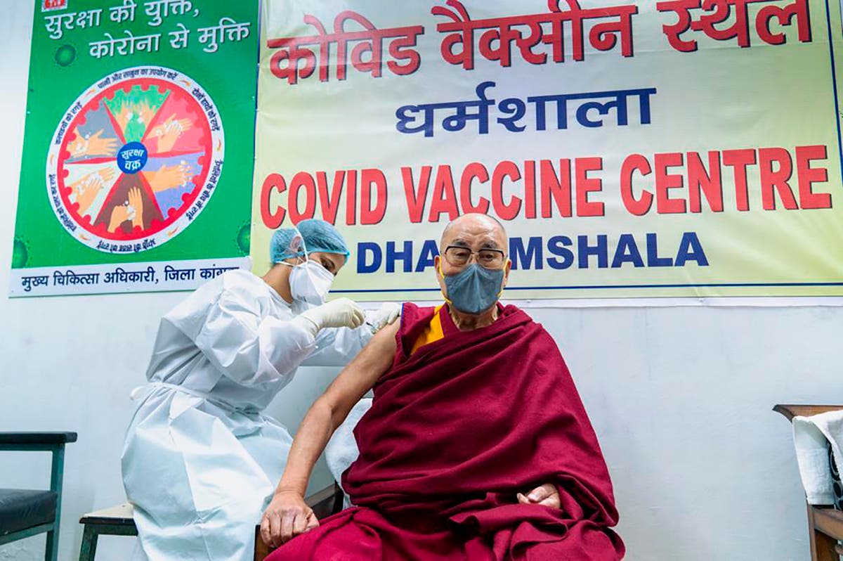 Tibetan spiritual leader Dalai Lama gets vaccine shot