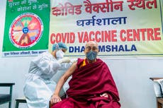 Tibetan spiritual leader Dalai Lama gets vaccine shot