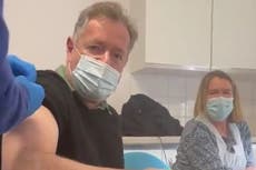Piers Morgan has first Covid jab and praises ‘efficient’ NHS staff
