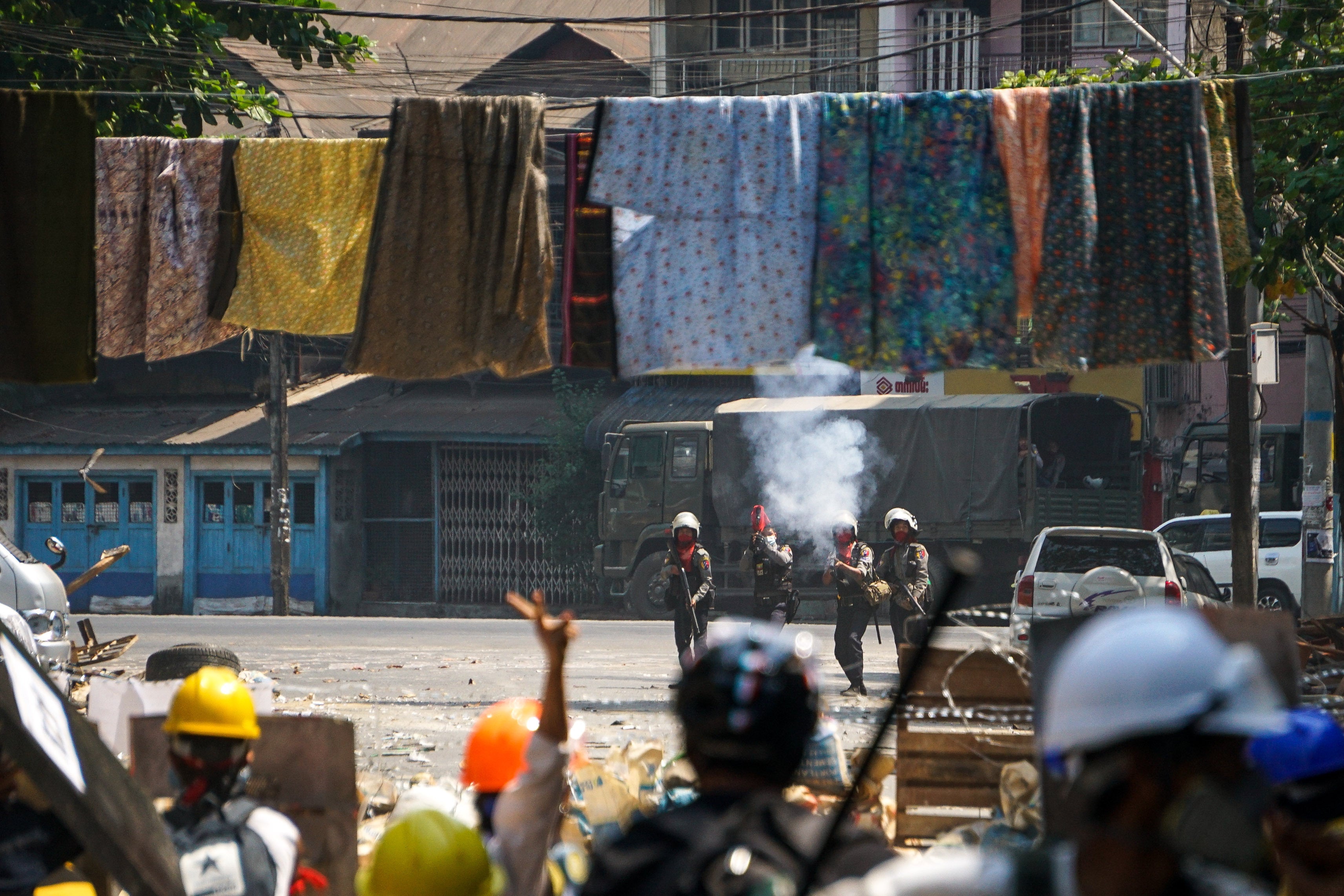 Demonstrations protect against the military regime in Yangon, Myanmar, on 6 March, 2021.