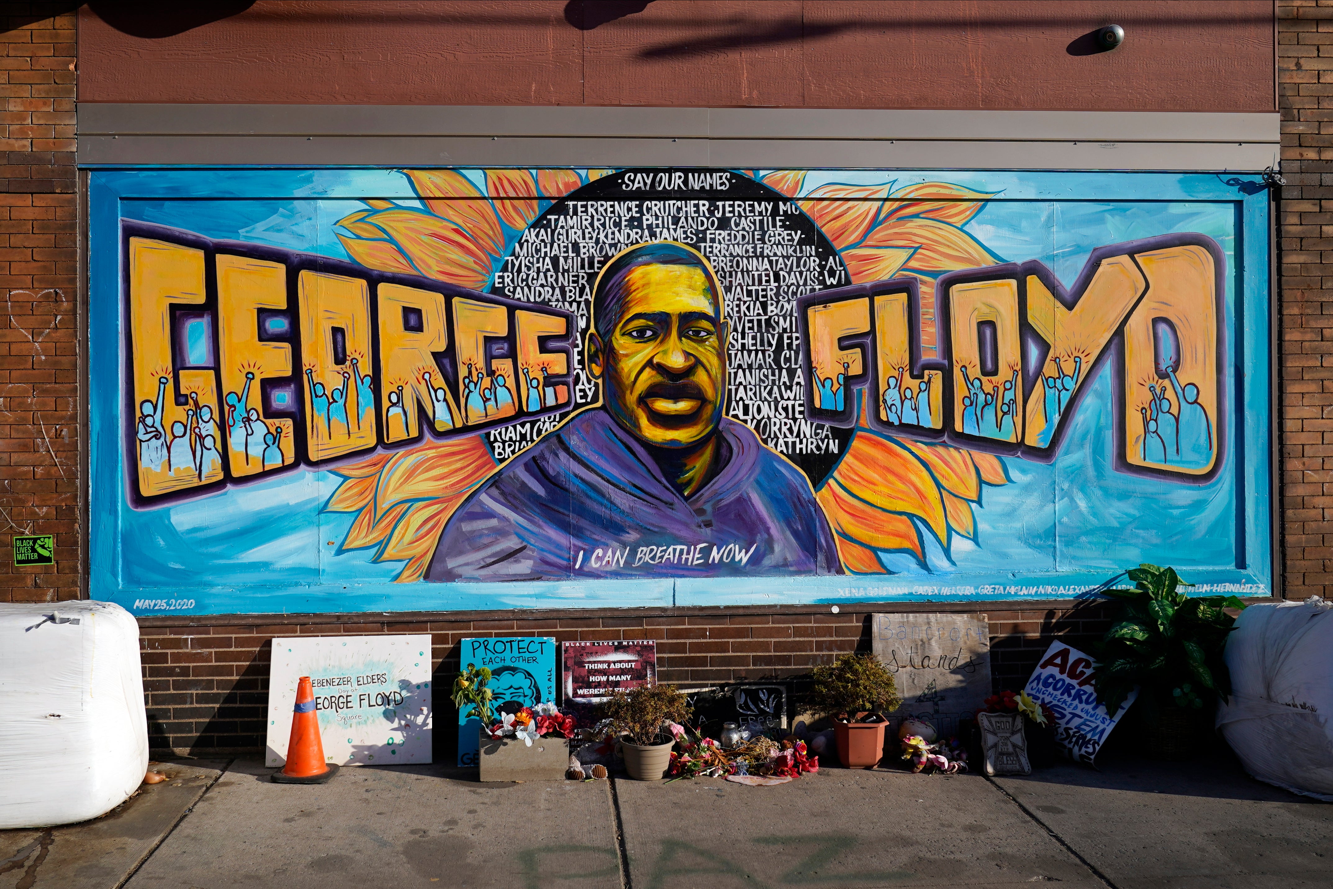 A mural to George Floyd near the site of his death in Minneapolis.