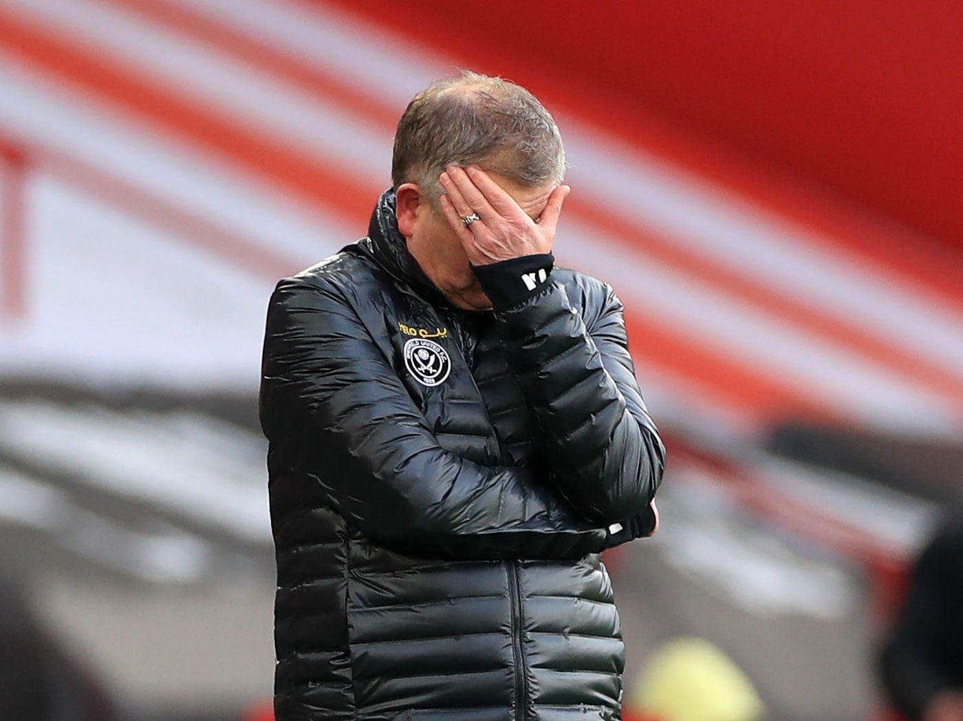 Sheffield United coach Chris Wilder reacts during his side’s defeat by Southampton