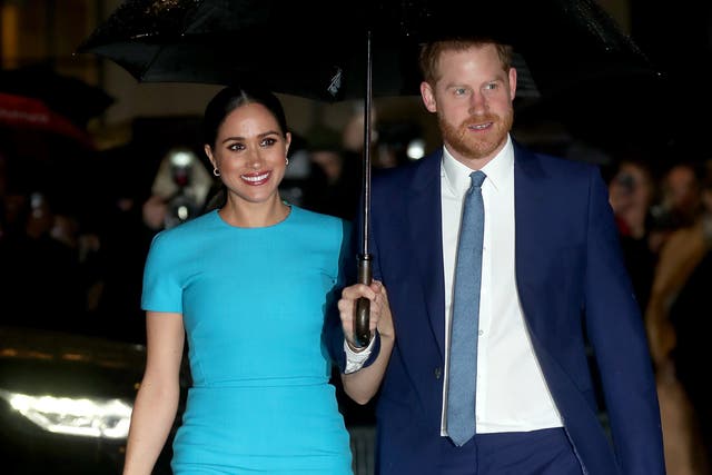 <p>LONDRES, INGLATERRA - 05 DE MARZO: El príncipe Harry, duque de Sussex y Meghan, duquesa de Sussex asisten a los premios Endeavour Fund Awards en Mansion House el 05 de marzo de 2020 en Londres, Inglaterra.</p>
