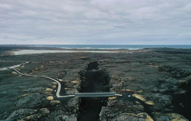 <p>Aerial view of the Reykjanes peninsula, Iceland, some 50 kilometres west of the capital Reykjavik – one of the three most seismically active areas on the planet</p>