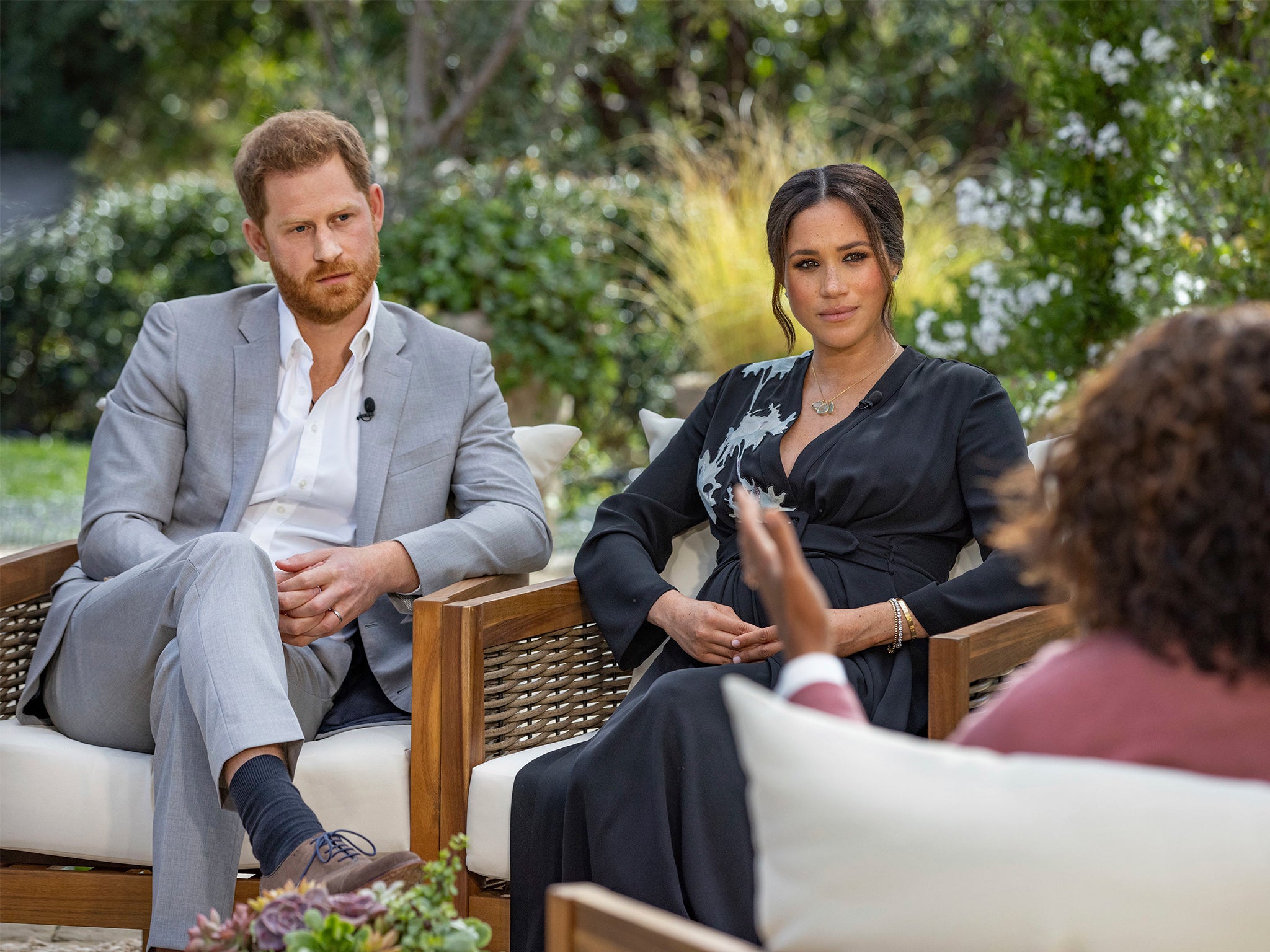 Harry and Meghan during their interview with Oprah.