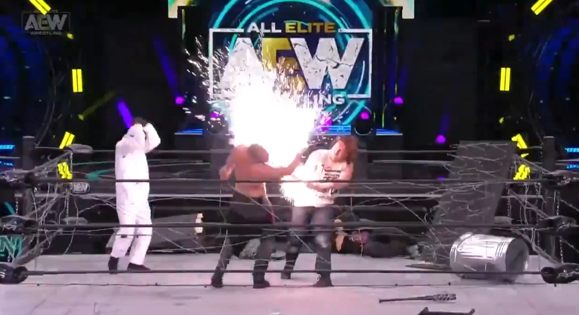 Omega nails Moxley with an exploding barbed wire bat