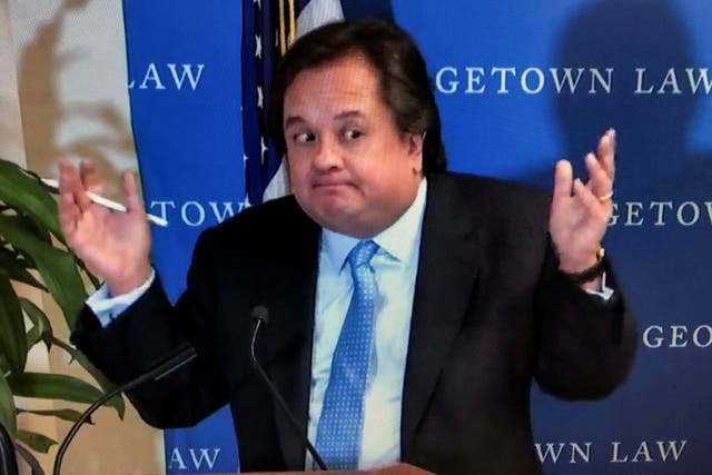Attorney George Conway, husband of White House Counselor Kellyanne Conway, speaks at Georgetown Law School in this frame grab from handout video shot in Washington, U.S., March 8, 2019. Picture taken March 8, 2019. Georgetown Law/Handout via REUTERS  THIS IMAGE HAS BEEN SUPPLIED BY A THIRD PARTY.