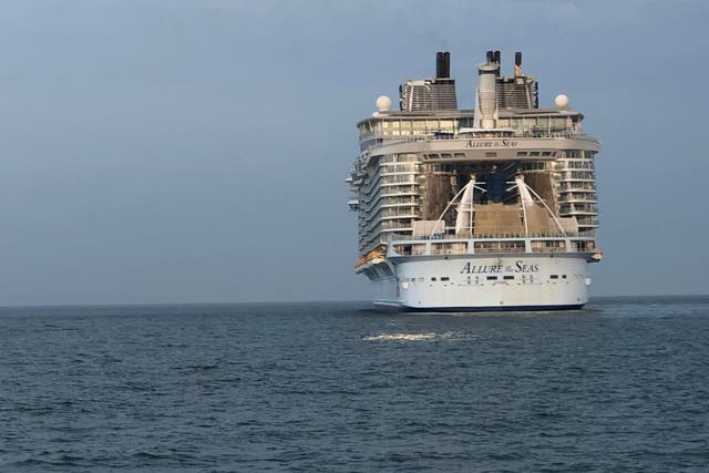 At rest: Royal Caribbean’s Allure of the Seas off Bournemouth in Dorset