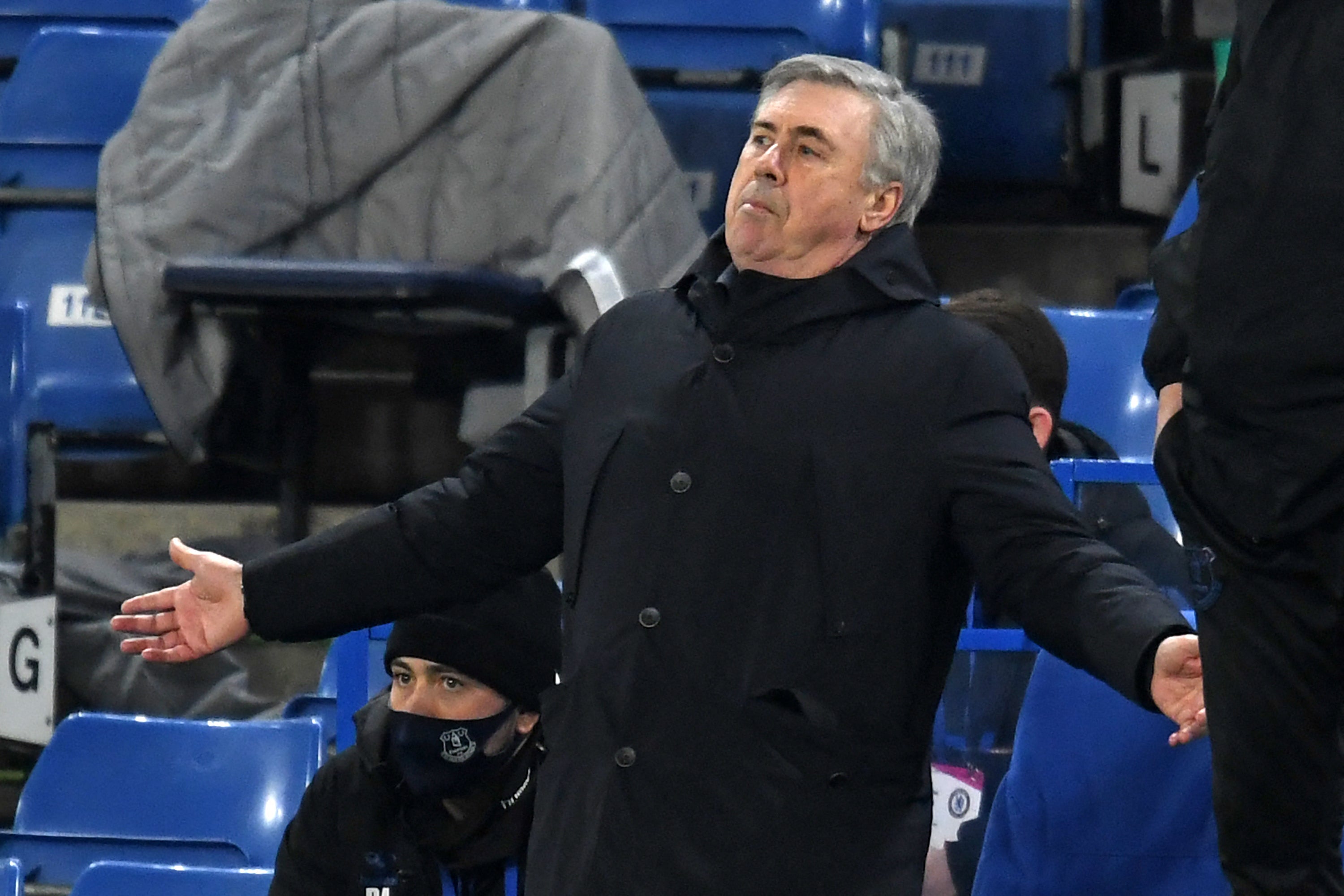 Carlo Ancelotti gestures on the touchline