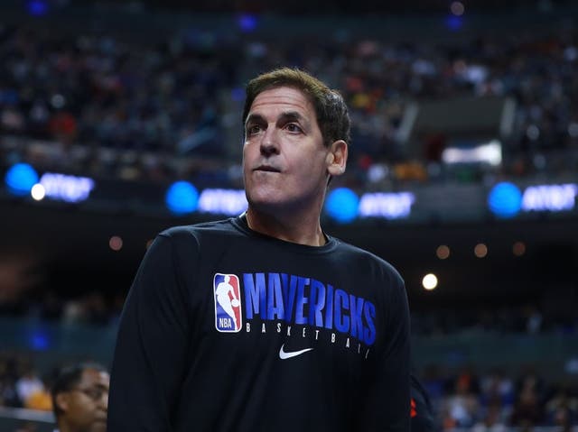 Mark Cuban, owner of the Dallas Mavericks, looks on during a game at Arena Ciudad de Mexico on 12 December, 2019 in Mexico City, Mexico