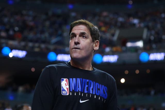 Mark Cuban, owner of the Dallas Mavericks, looks on during a game at Arena Ciudad de Mexico on 12 December, 2019 in Mexico City, Mexico