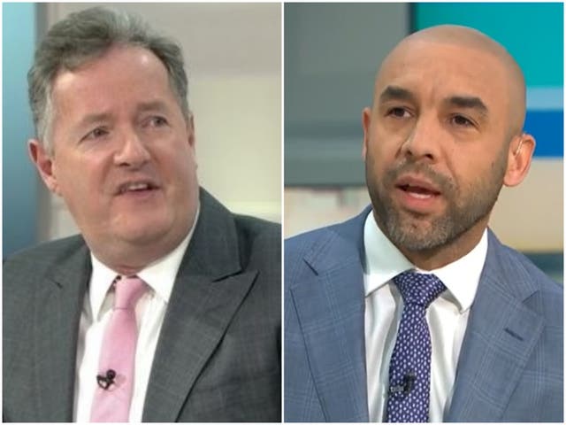 Piers Morgan and Alex Beresford in their Good Morning Britain confrontation