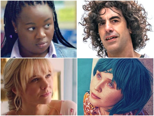 Snubs and surprises, clockwise from top right: Sacha Baron Cohen in The Trial of the Chicago 7, Eliza Scanlan in Babyteeth, Carey Mulligan in Promising Young Woman and Bukky Bakray in Rocks