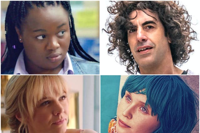 Snubs and surprises, clockwise from top right: Sacha Baron Cohen in The Trial of the Chicago 7, Eliza Scanlan in Babyteeth, Carey Mulligan in Promising Young Woman and Bukky Bakray in Rocks