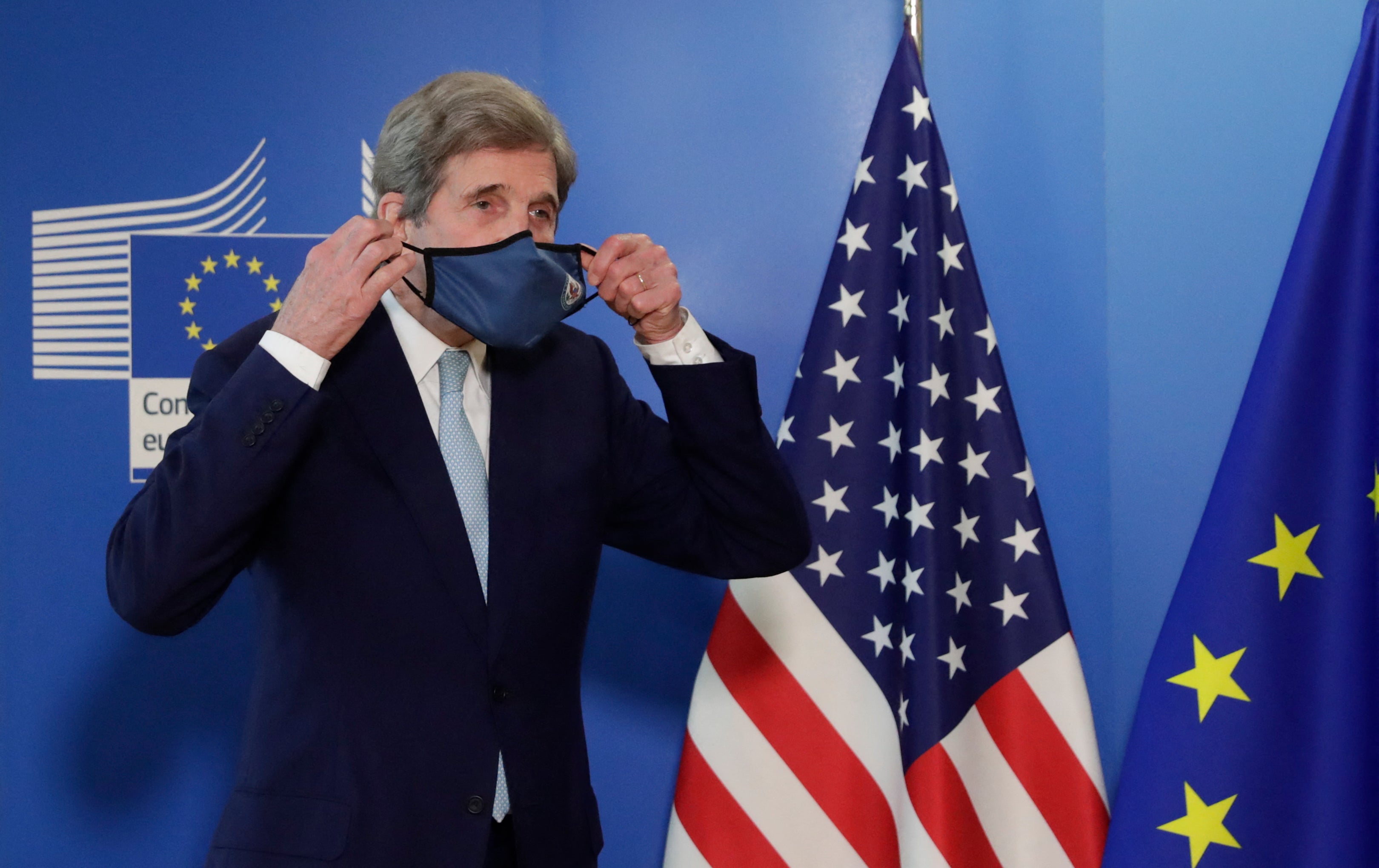 US special climate envoy John Kerry pictured on a visit to Brussels on 9 March